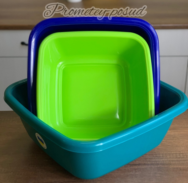 Таз квадратний.14л. (бірюзовий) (121044)
