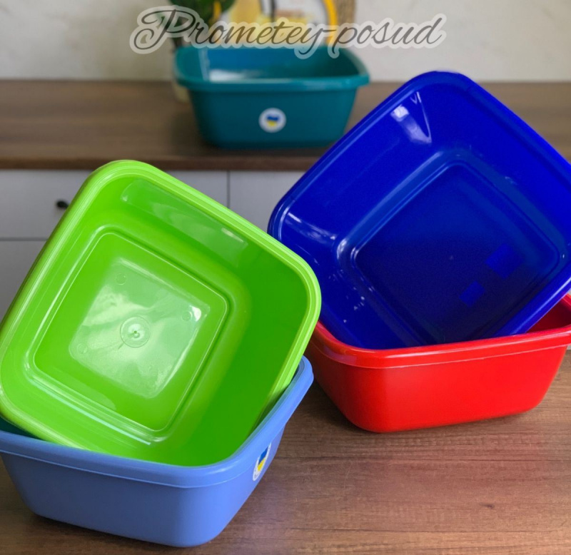 Таз квадратний.14л. (бірюзовий) (121044)