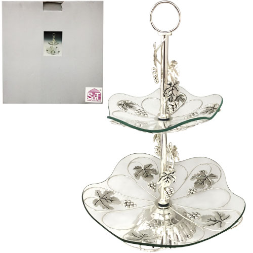 ВИНОГРАД/ Фруктовниця 2х яр кругла декор (30*30*43см) (37245) | Інтернет-магазин Prometey в Україні | Гурт та роздріб