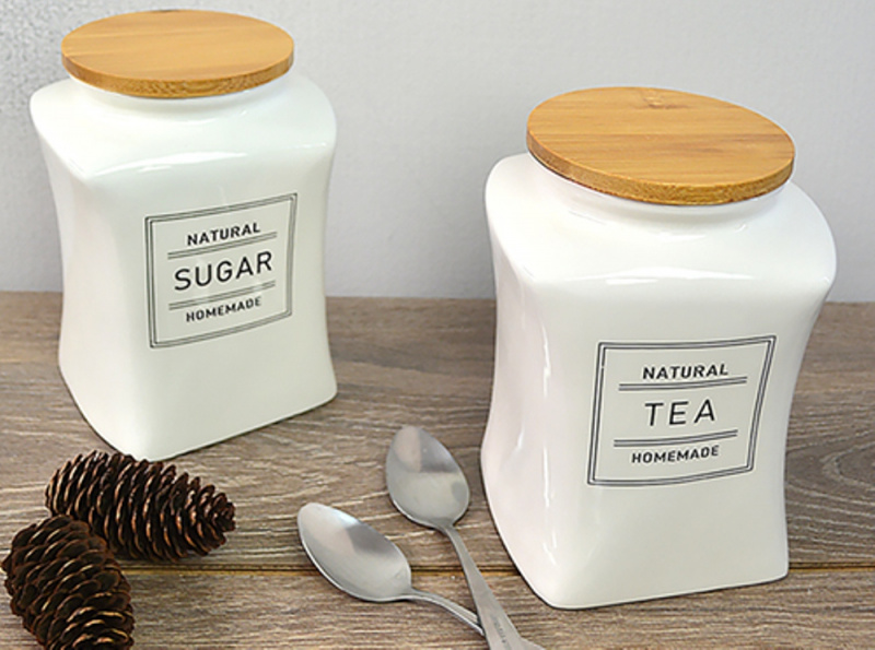 Банка керамічна NATURAL 1200мл з бамбуковою кришкою (4048-1.2T) | Інтернет-магазин Prometey в Україні | Гурт та роздріб