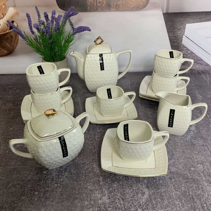 Снігова королева/ Набір чайний 15 пр фарфор 200мл заварн 900мл+цукер+молоч. КВАДРАТ (0867-A) | Інтернет-магазин Prometey в Україні | Гурт та роздріб