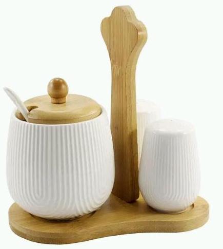 Naturel Int / Набір 3 пр на дерев. стійці (цукорниця+сільничка+перечниця) (03433 ) | Інтернет-магазин Prometey в Україні | Гурт та роздріб