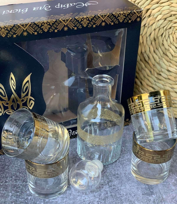 Набір для віскі (бут.0,5л+4ст) Грецький узор (0702-101) | Інтернет-магазин Prometey в Україні | Гурт та роздріб