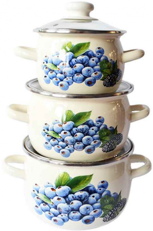 Набір каструль емаль 6928 (1,5/2,5/3,5л) Лохина молочна idilia (6928) | Інтернет-магазин Prometey в Україні | Гурт та роздріб