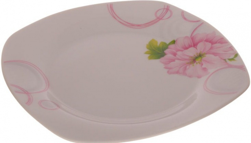 Рожева квітка/ Тарілка 9,5" мілка КВАДРАТ Данко (8836) | Інтернет-магазин Prometey в Україні | Гурт та роздріб