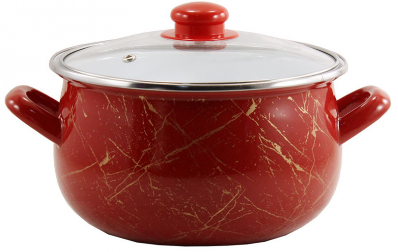 Каструля Турція емаль Червоний мармур 4.0л (702) | Інтернет-магазин Prometey в Україні | Гурт та роздріб