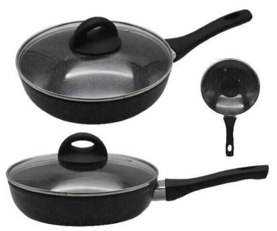 Сковорода з кришкою 24см Edenberg мармурове покриття (3428-ЕВ) | Інтернет-магазин Prometey в Україні | Гурт та роздріб