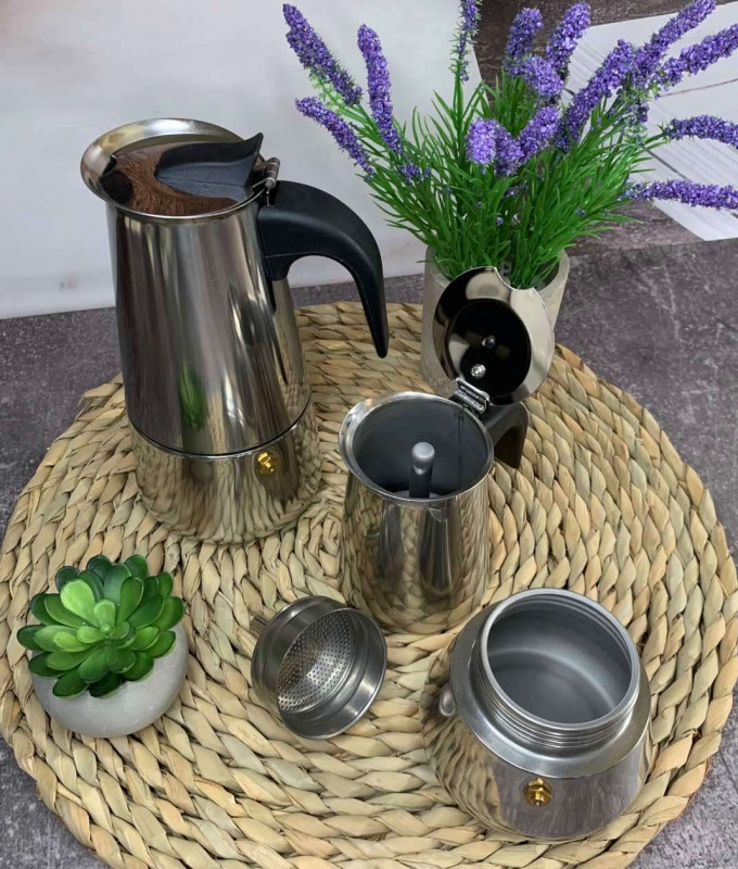 Кавоварка гейзерна 6 чашок, нержавійка (3789-ЕВ) | Інтернет-магазин Prometey в Україні | Гурт та роздріб