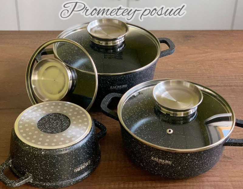 ZAUBERG Казан круглий 3,2л,ЧОРНА мармурове покриття,індукція (0322-АJB-black) | Інтернет-магазин Prometey в Україні | Гурт та роздріб