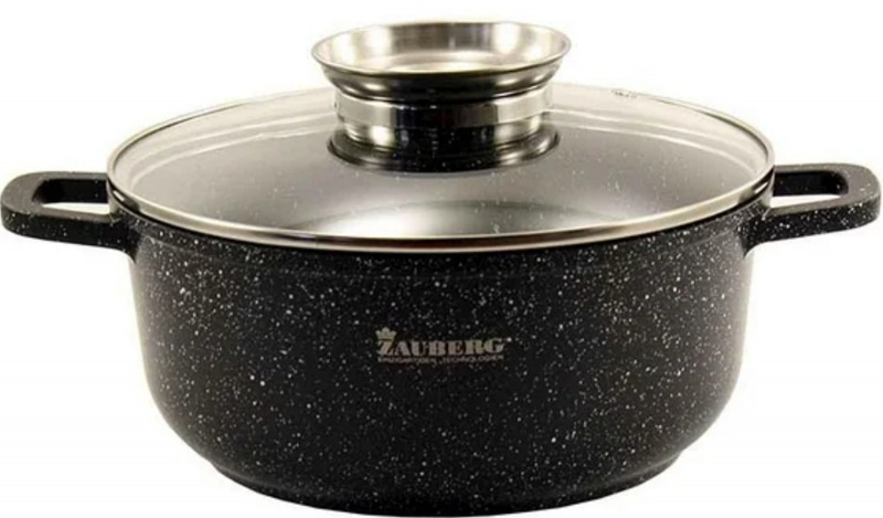 ZAUBERG Казан круглий 3,2л,ЧОРНА мармурове покриття,індукція (0322-АJB-black) | Інтернет-магазин Prometey в Україні | Гурт та роздріб
