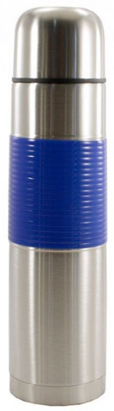 Термос нержавійка 1000мл.СРІБЛЯСТИЙ  із силіконовою вставкою СИНЬОЮ (100-Z-Si-BLUE) | Інтернет-магазин Prometey в Україні | Гурт та роздріб