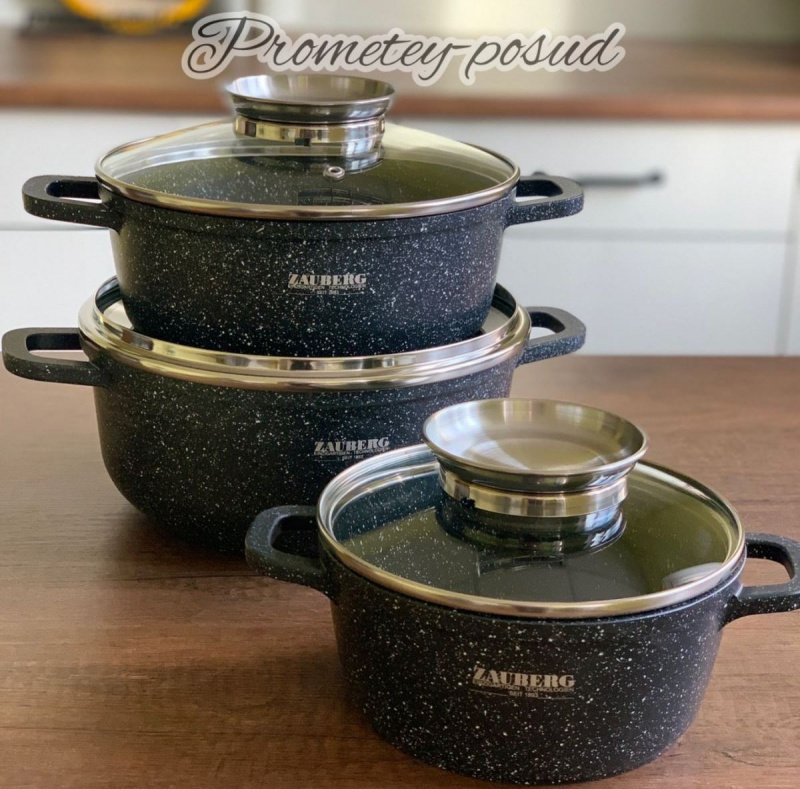 ZAUBERG Казан круглий 3,2л,ЧОРНА мармурове покриття,індукція (0322-АJB-black) | Інтернет-магазин Prometey в Україні | Гурт та роздріб