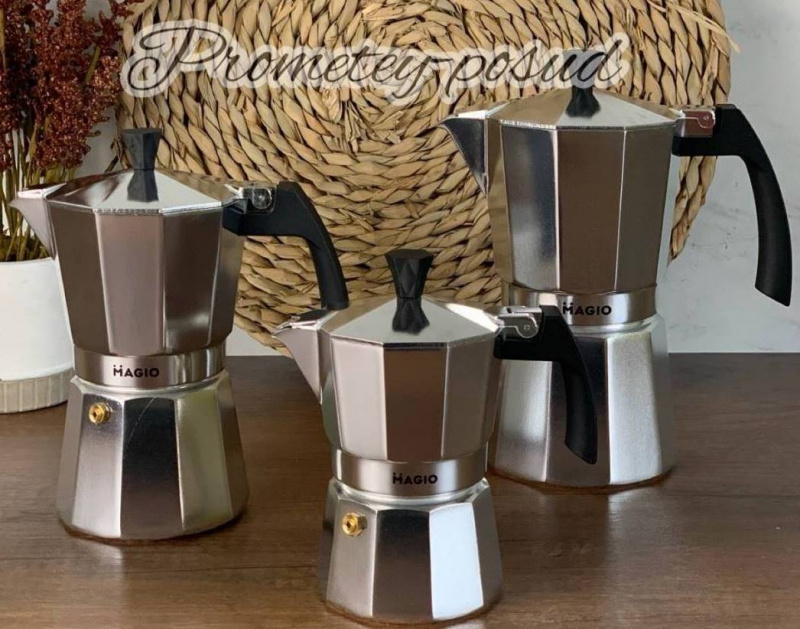 Кавоварка гейзерна 6 чашки/300мл. алюміній  MAGIO (1002-МG) | Інтернет-магазин Prometey в Україні | Гурт та роздріб